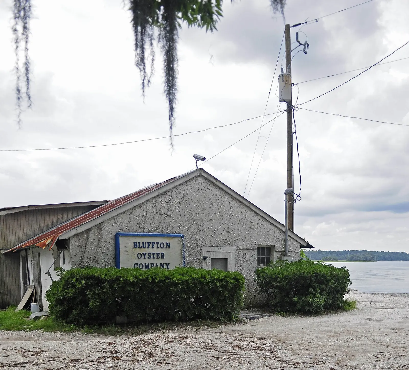 The Bluffton Oyster Company building on Wharf Street, beside the May River in Bluffton's historic district.