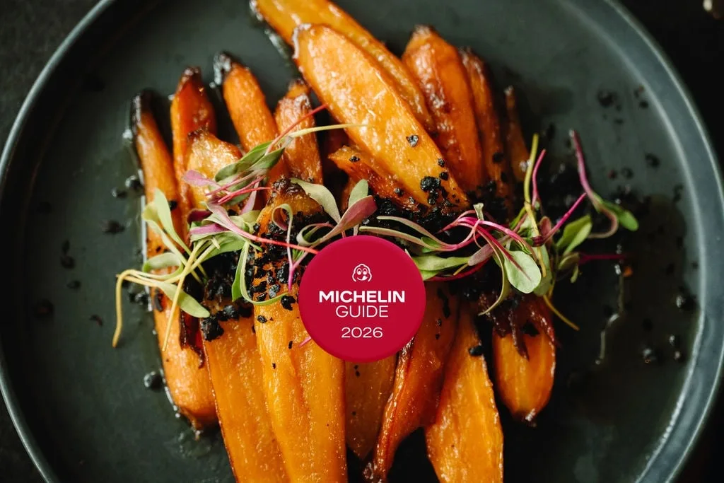Roasted carrots at Okàn on Calhoun Street, from the restaurant's own announcement of its Michelin Bib Gourmand.