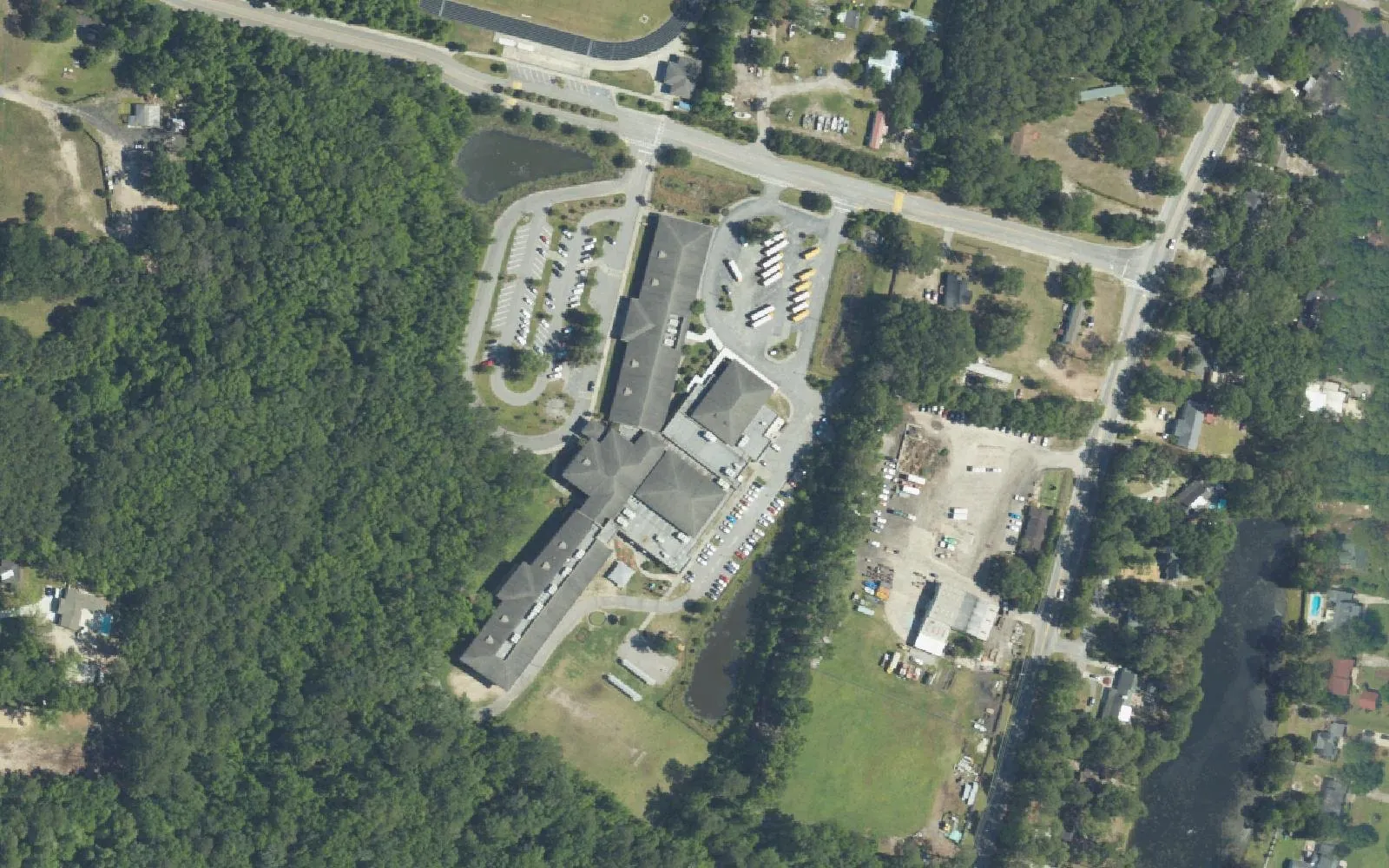 Bluffton Middle's campus on New Mustang Drive in Bluffton, seen from the air