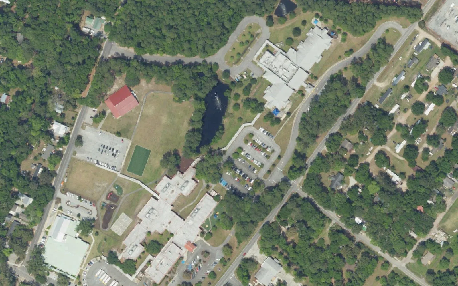 Michael C. Riley Elementary's campus on Burnt Church Road in Bluffton, seen from the air