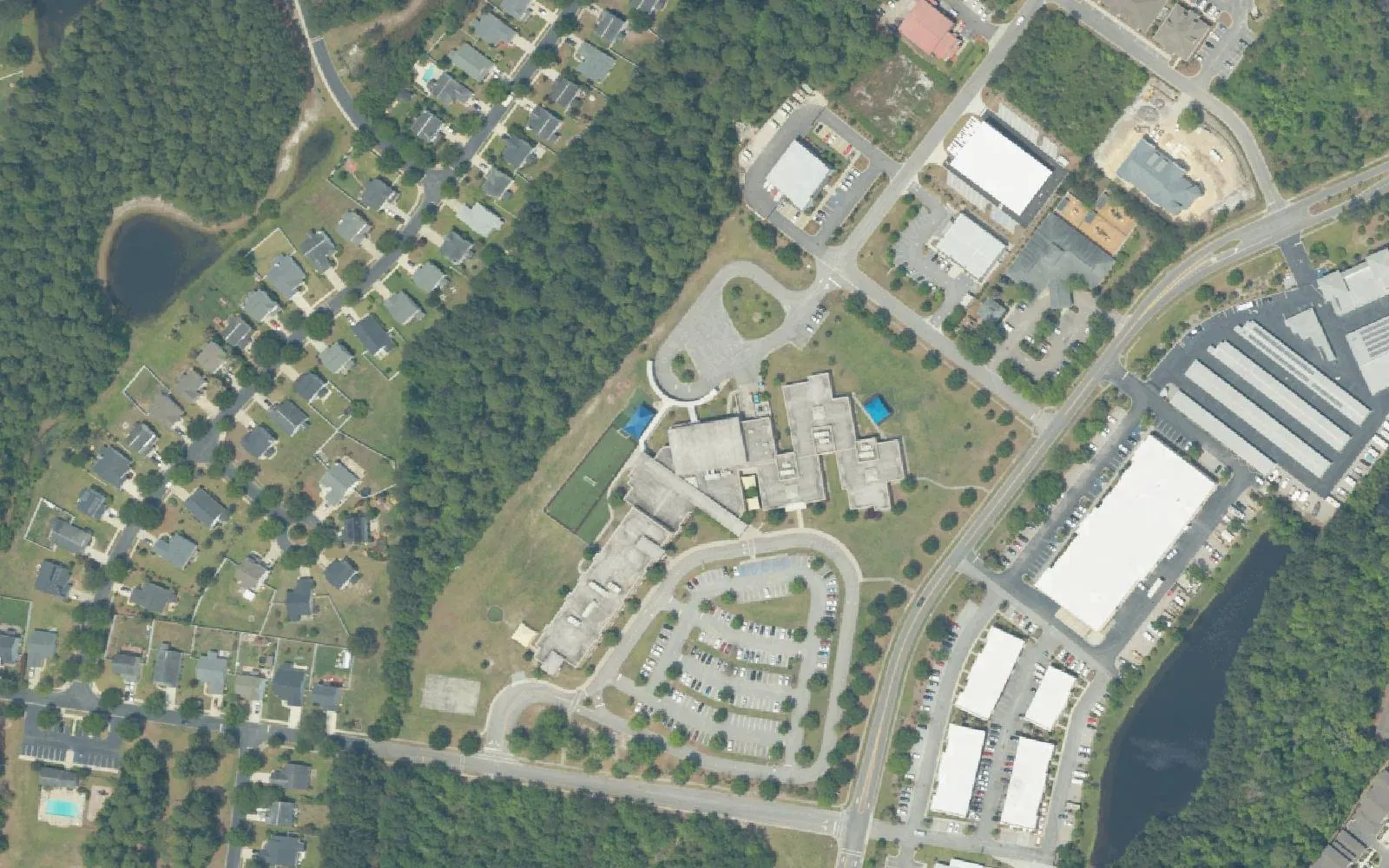Red Cedar Elementary's campus off Box Elder Street in Bluffton, seen from the air